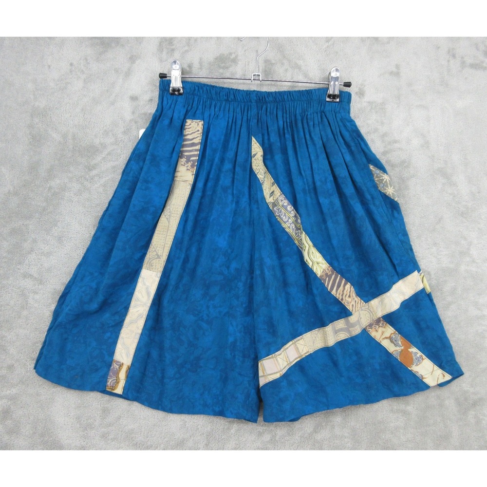 VTG Nativewear Designs Shorts Womens Size L Batik Patchwork Bali Artsy Pull On